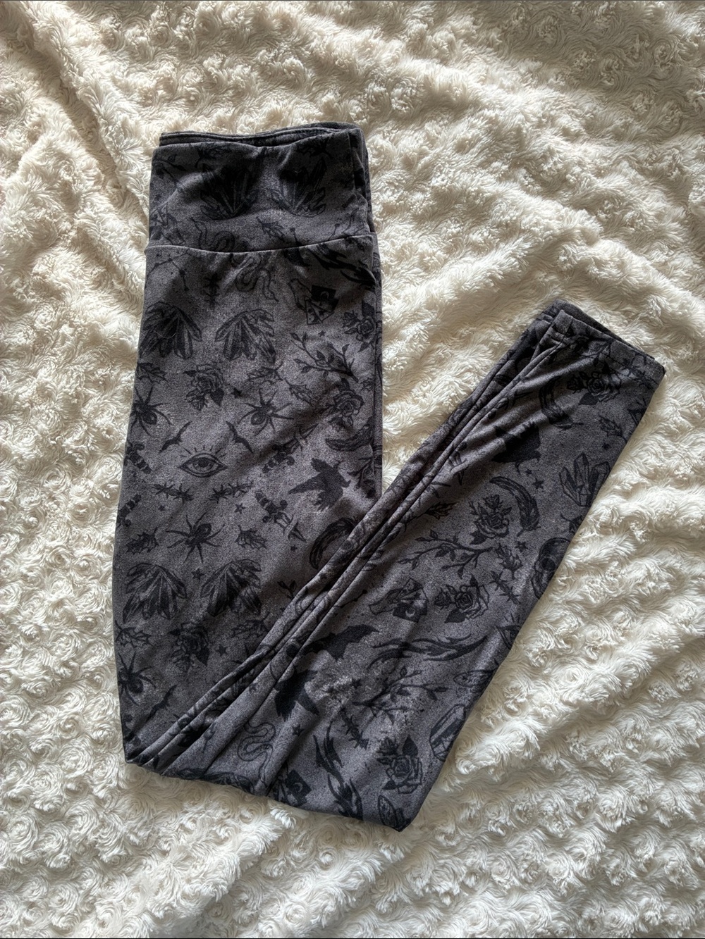 No Boundaries Charcoal Gray Printed High-Waist Leggings